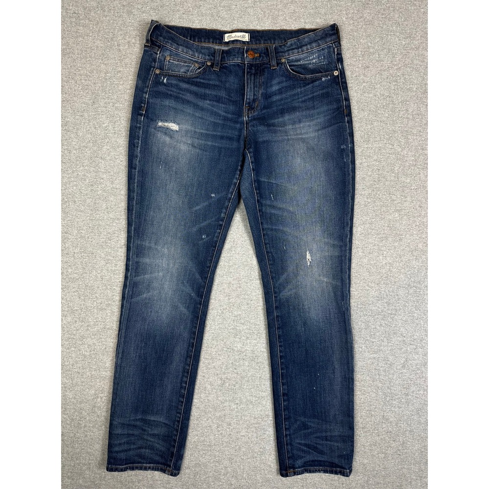 Madewell Slim BoyJean Womens 29x29 Slim Straight Leg Distressed‎ Medium Wash